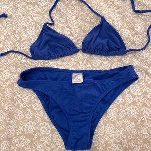 Blue terry cloth bikini